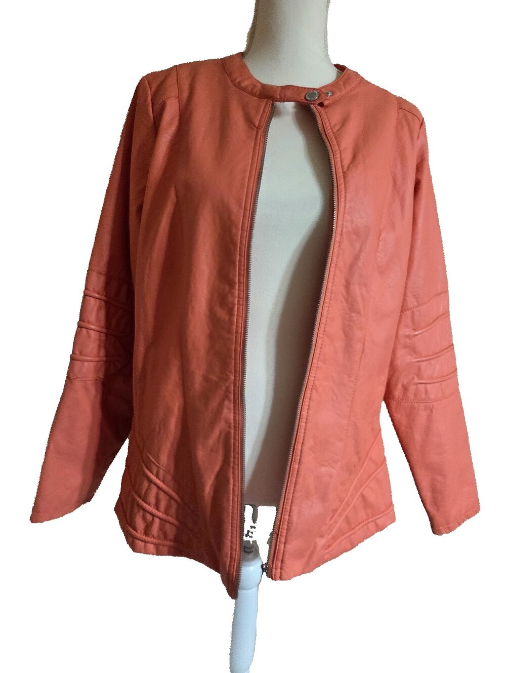 Jou Jou Faux Leather Coral Zip-Up Jacket